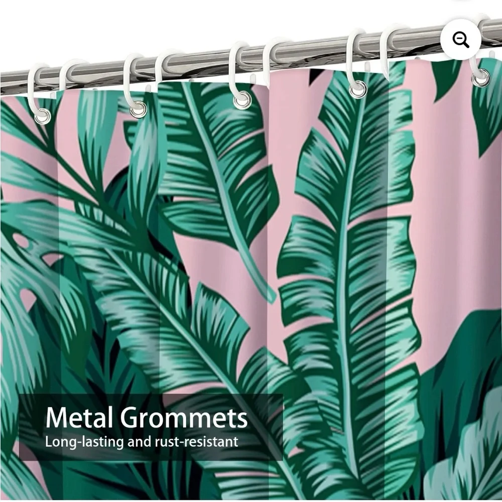Jungle Green Fabric Shower Curtain, 72 x 72, Curtains & Hooks,Pink & Green